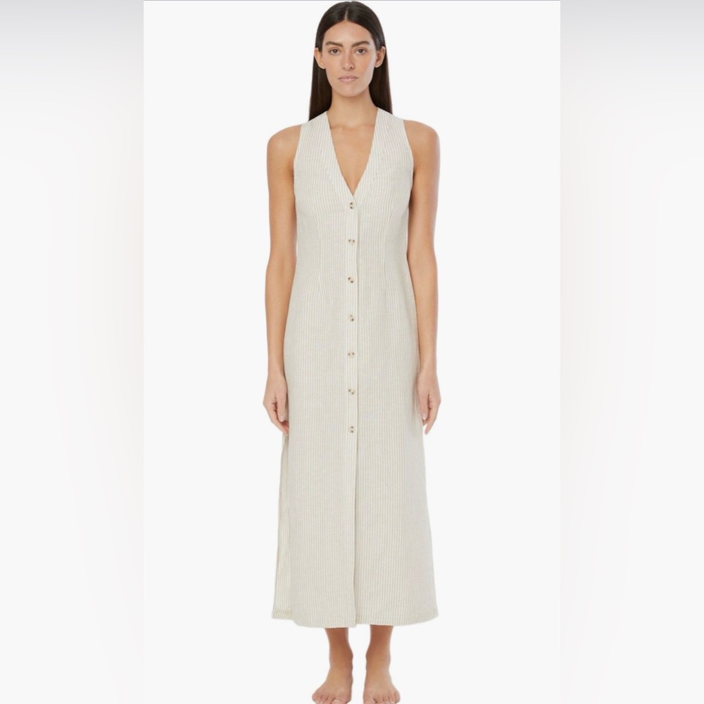 Onia Cream Ribbed Button-Front Maxi Dress - Picture 2 of 5